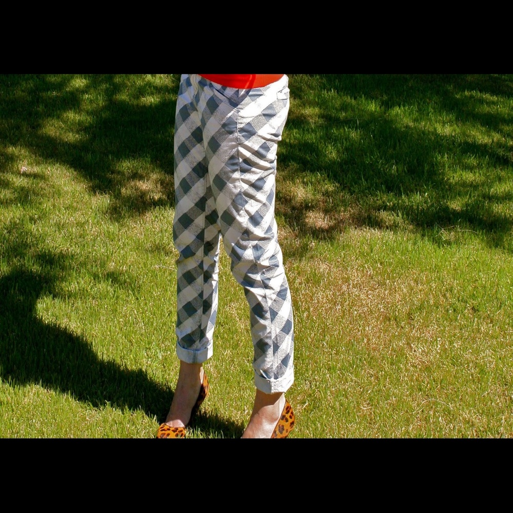 Anthropologie Black and White Checkered Pants